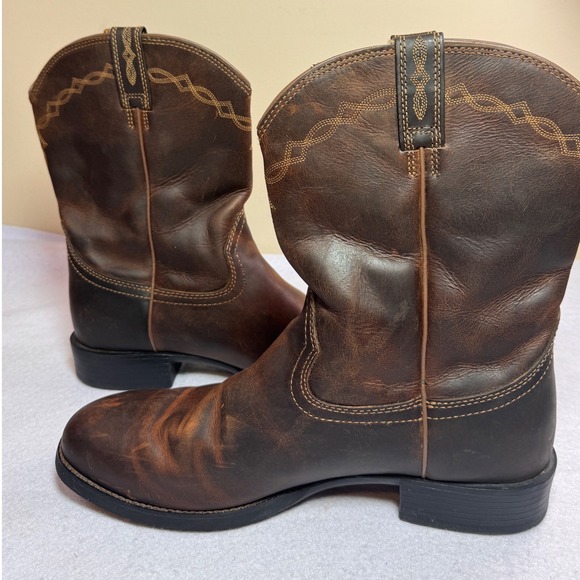 Ariat Mens Heritage Roper Distressed 13D Brown Leather Western Cowboy Boots ATS - Picture 10 of 15
